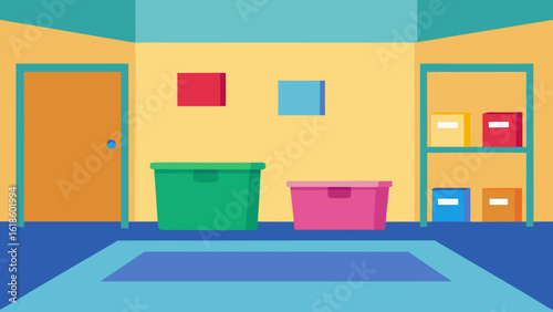 Vibrant Empty Clean Childrens Playroom with Colorful Accents