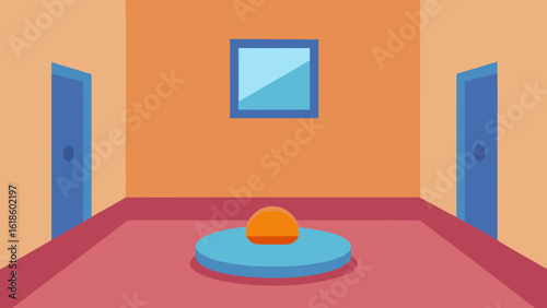 Peaceful Empty Clean Meditation Room with a Single Cushion for Serenity