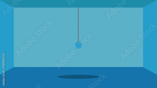 Empty Clean Room with a Single Hanging Mobile Decoration
