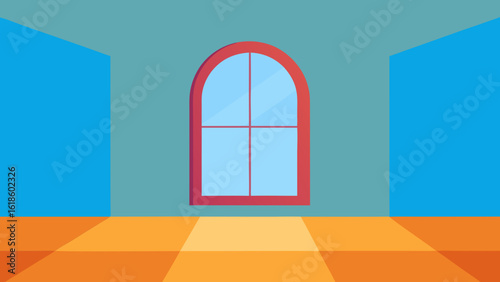 Empty Clean Room with a Single Large Arching Window