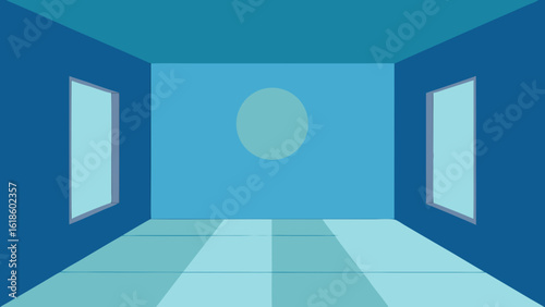 Empty Clean Room with Only a Single Large Round Window
