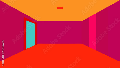 Empty Clean Room with Walls Painted a Single Color