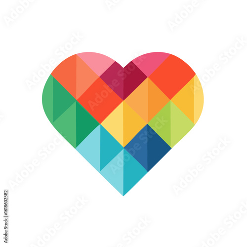 Colorful Heart Icon Isolated on a Transparent Background