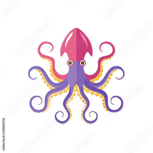 Colorful Octopus  Icon Isolated on a Transparent Background