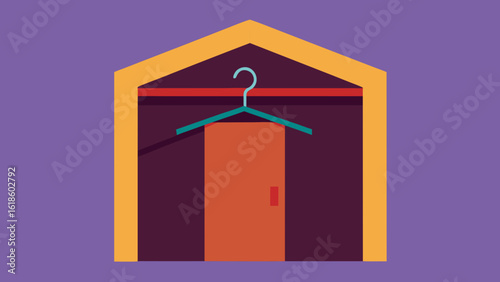 Open Empty Closet with a Single Wooden Hanger Inside