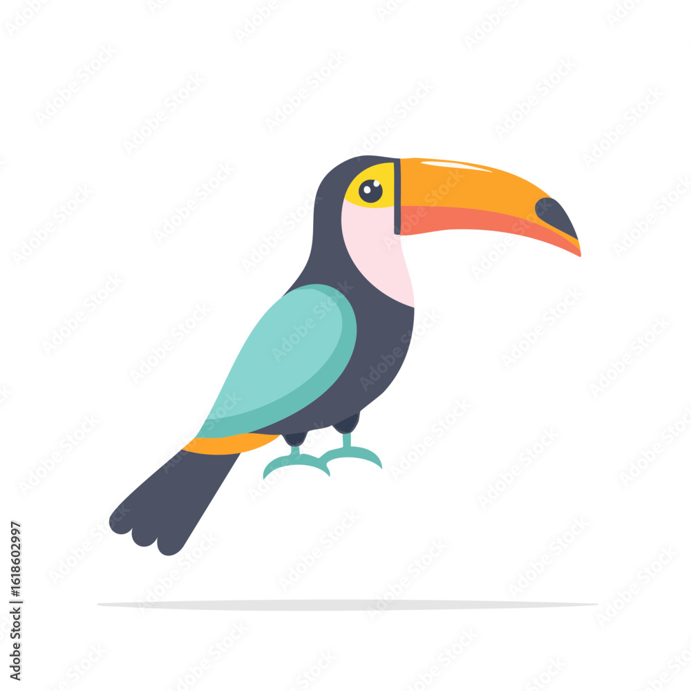 Obraz premium Colorful Toucan Bird Icon Isolated on a Transparent Background