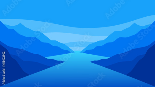 Wide Open Expanse of a Placid Deep Blue Fjord Landscape