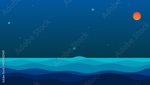 Wide Open Expanse of the Deep Ocean Showing its Depths