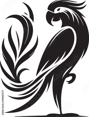 Bird Parrot Logo Vector Black Silhouette Illustration