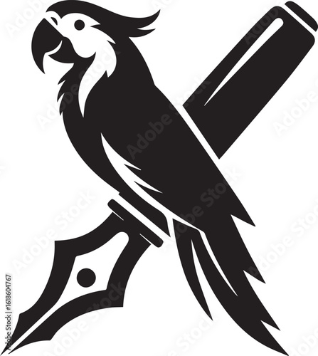 Bird Parrot Logo Vector Black Silhouette Illustration