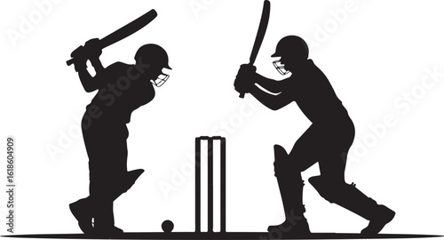 Sport silhouette cricket batsman vector illustration