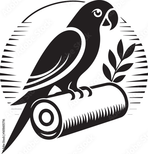 Bird Parrot Logo Vector Black Silhouette Illustration