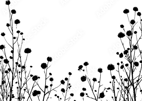 Abstract floral border design with alternating flower heads for decorative background