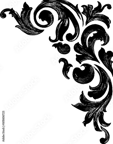 Abstract classical scroll ornament border design for vintage and retro backgrounds