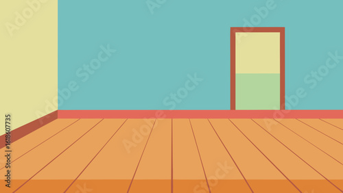Minimalist flat vector indoor room with wooden floor and plain walls