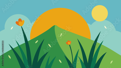 Sparkling grass flowers covered in dew with the warm morning sunlight