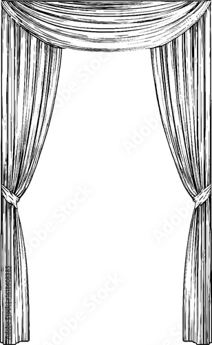 Vintage theater curtain frame with abstract drapery design for elegant backgrounds