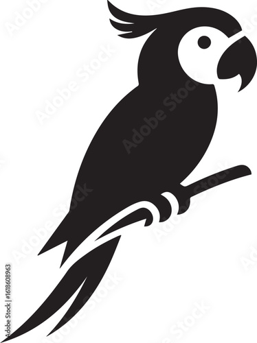 Bird Parrot Logo Vector Black Silhouette Illustration