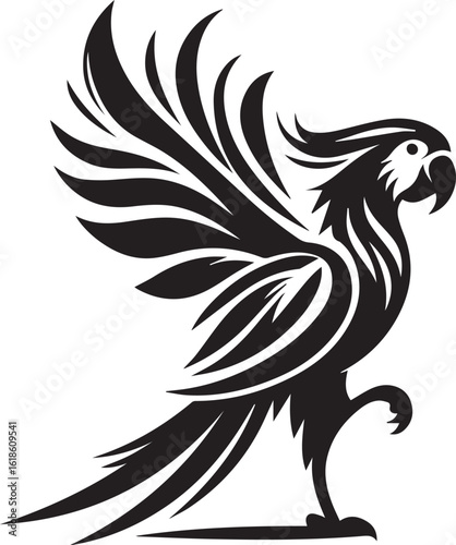 Bird Parrot Logo Vector Black Silhouette Illustration