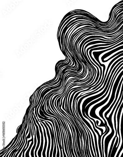 Abstract pattern of curved capillary lines in black for modern design concepts