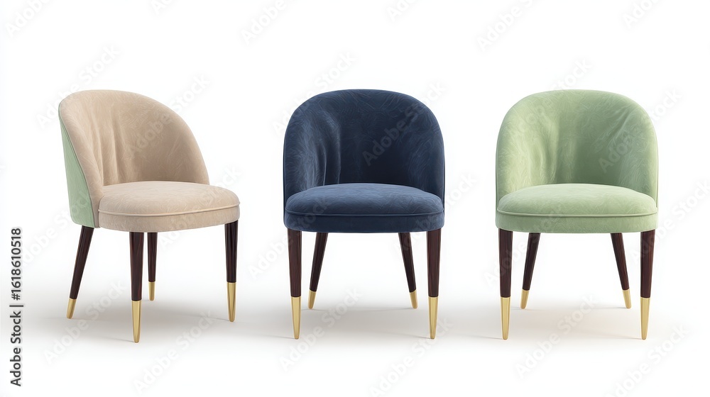 Fototapeta premium Three chairs with different colors and sizes
