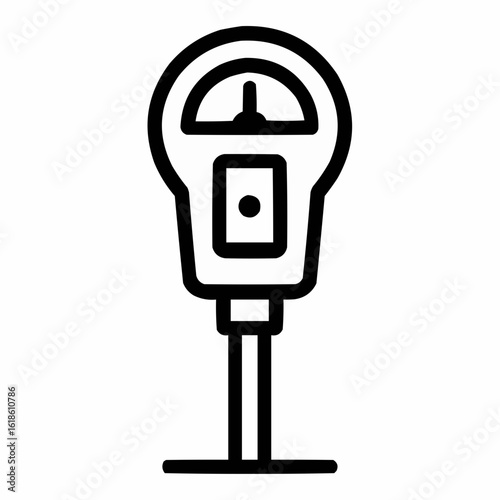 Parking Meter. Single-space meter with coin slot and time display. Simple post