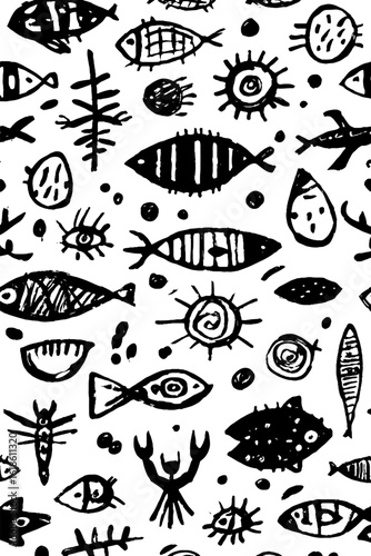 Abstract marine flotsam icons pattern for nautical themed designs