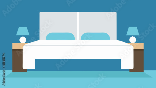 Neatly Made Bed with White Linens in a Minimalist Bedroom Design