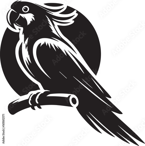 Bird Parrot Logo Vector Black Silhouette Illustration