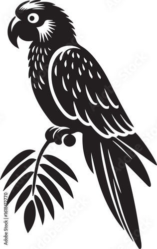 Bird Parrot Logo Vector Black Silhouette Illustration