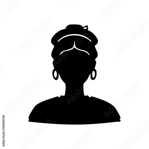 日本の歴史　古墳時代の女性イメージモノクロアイコン