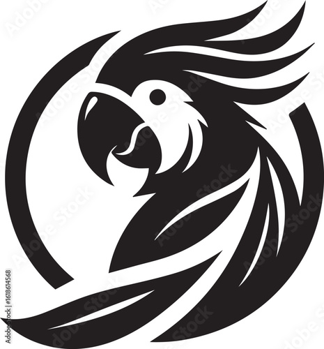 Bird Parrot Logo Vector Black Silhouette Illustration
