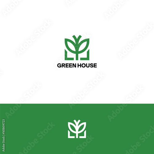 Green house logo design template
