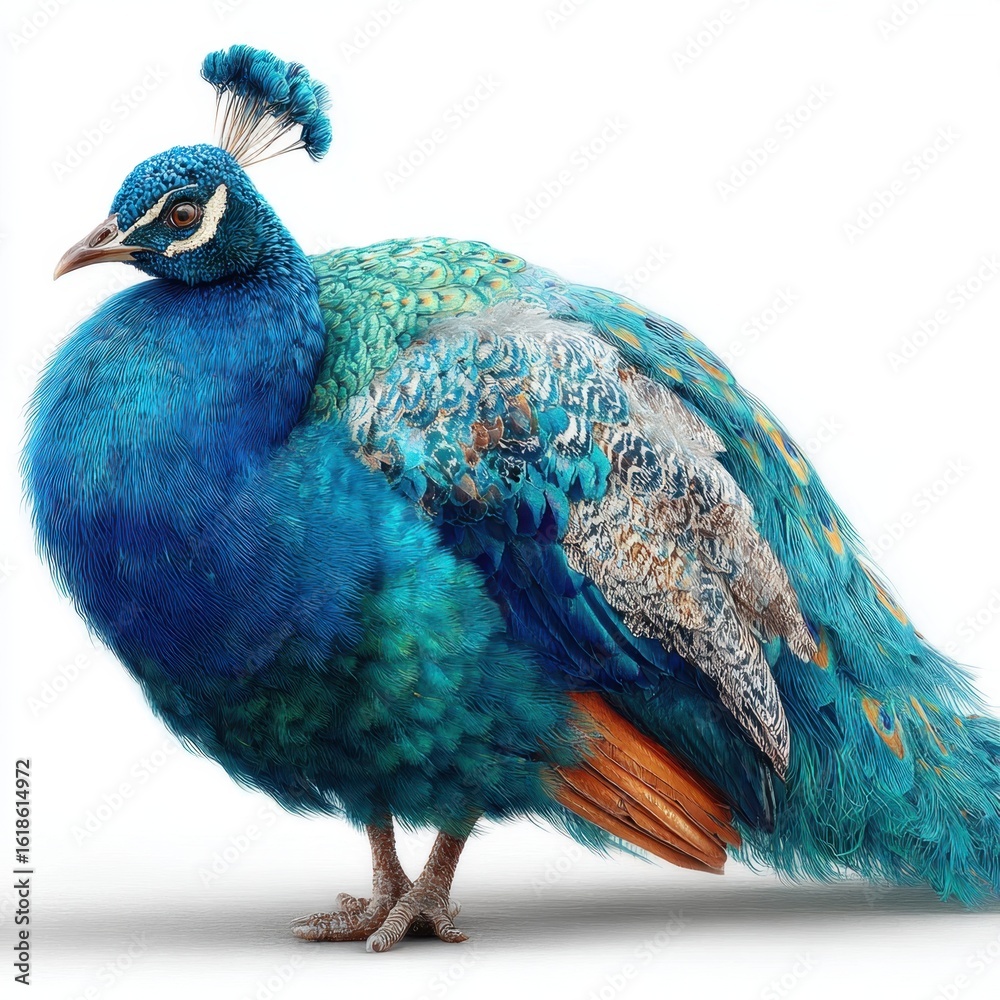 Obraz premium Peacock Portrait on White Background