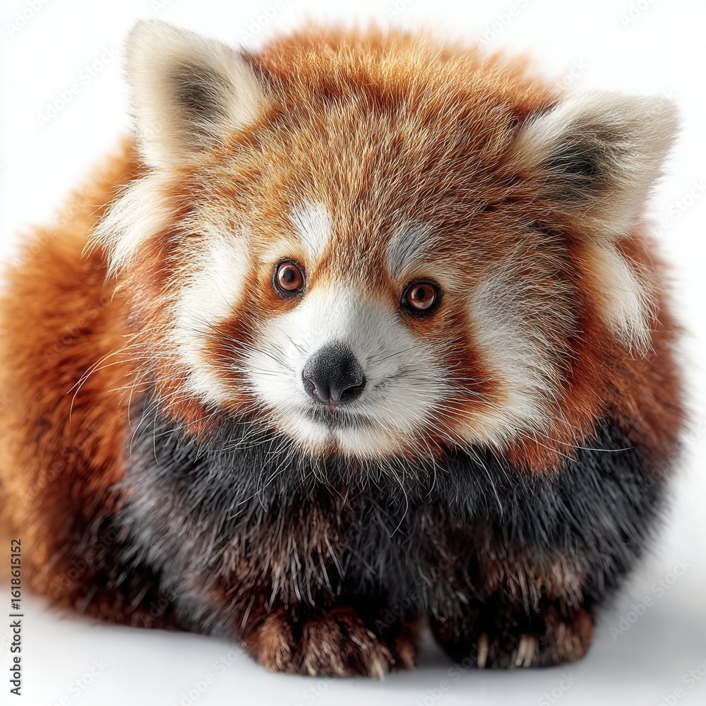 Fototapeta premium Red Panda Front View Isolated on White