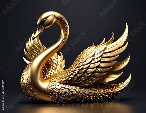 Golden swan sculpture