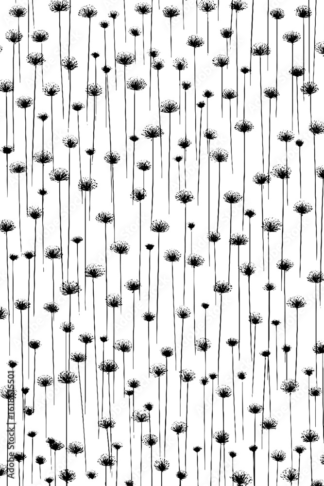 Naklejka premium Vertical rhythm pattern of flower heads on grid background for artistic design