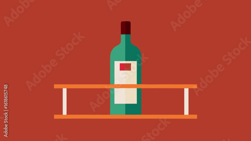 Elegant Single Empty Wine Bottle in Classic Wine Rack