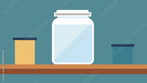 Clean Single Empty Glass Jar on Bright Kitchen Shelf