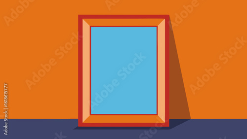 Minimalist Single Empty Picture Frame Leaning Against White Wall