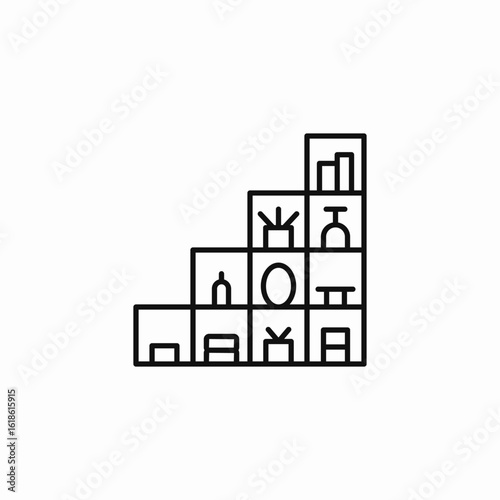 decorative display shelves icon sign vector