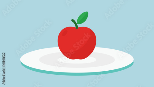 Fresh Single Simple Apple Fruit on Clean White Surface