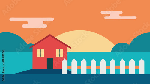 Classic Small House by River with Charming White Picket Fence