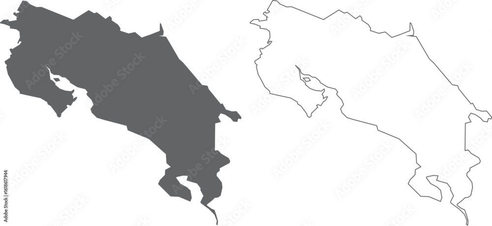 Obraz premium vector illustration of simple abstract map of Costa Rica 