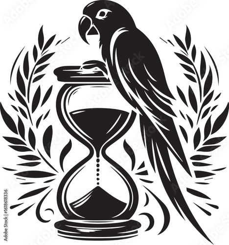 Bird Parrot Logo Vector Black Silhouette Illustration