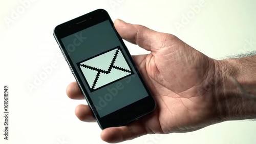 Smartphone displaying a pixelated email icon