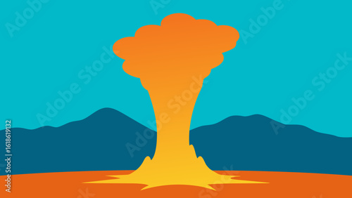 Explosive view of a distant powerful geyser erupting natural wonder