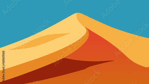 Intense view of a distant powerful sand dune avalanche desert force