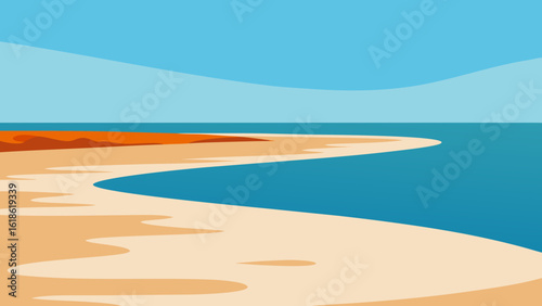 Expansive wide empty beach at low tide with exposed tidal flats
