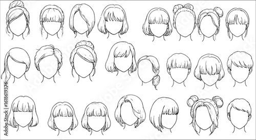 Collection of Anime  Manga Female Hairstyles: Diverse Haircuts, Bangs, Updos, Bobs, Short  Long Styles for Character Design Reference and Drawing Guide